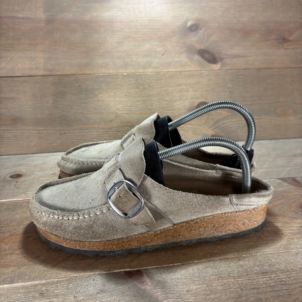 Birkenstock buckley Womens size 6 shoes Brown Suede Buckle Slip On Clogs